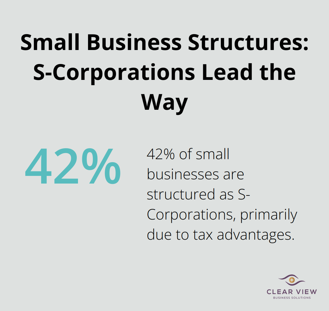 Pie chart showing 42% of small businesses are structured as S-Corporations - tax planning for corporations