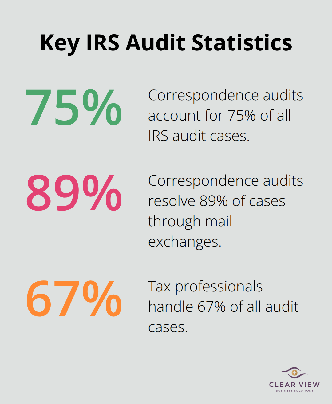 Infographic summarizing key IRS audit percentages for U.S. taxpayers