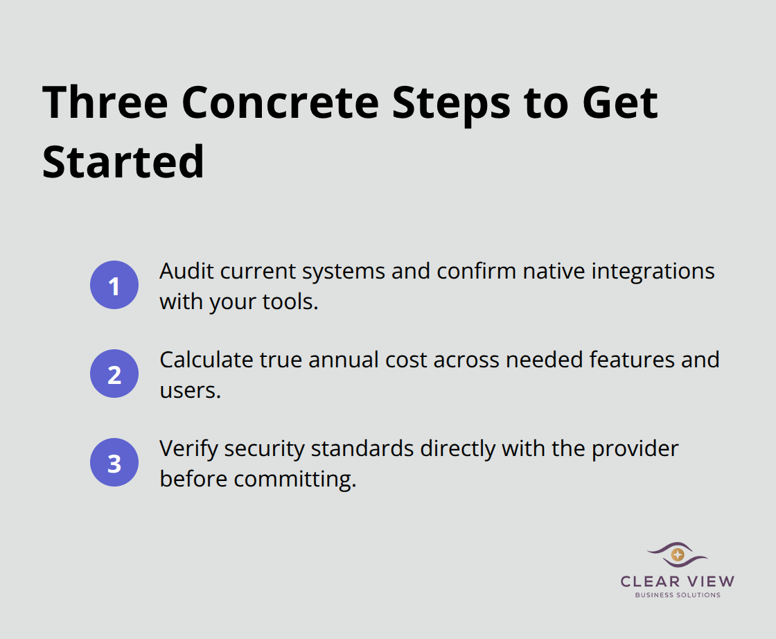 Ordered list of three steps to begin with cloud bookkeeping.