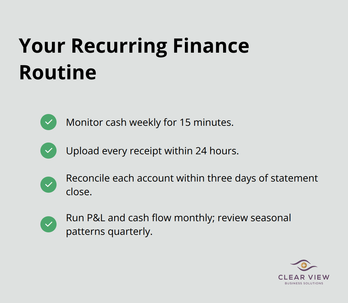 Checklist of weekly, monthly, and quarterly bookkeeping habits for startups. - startup bookkeeping