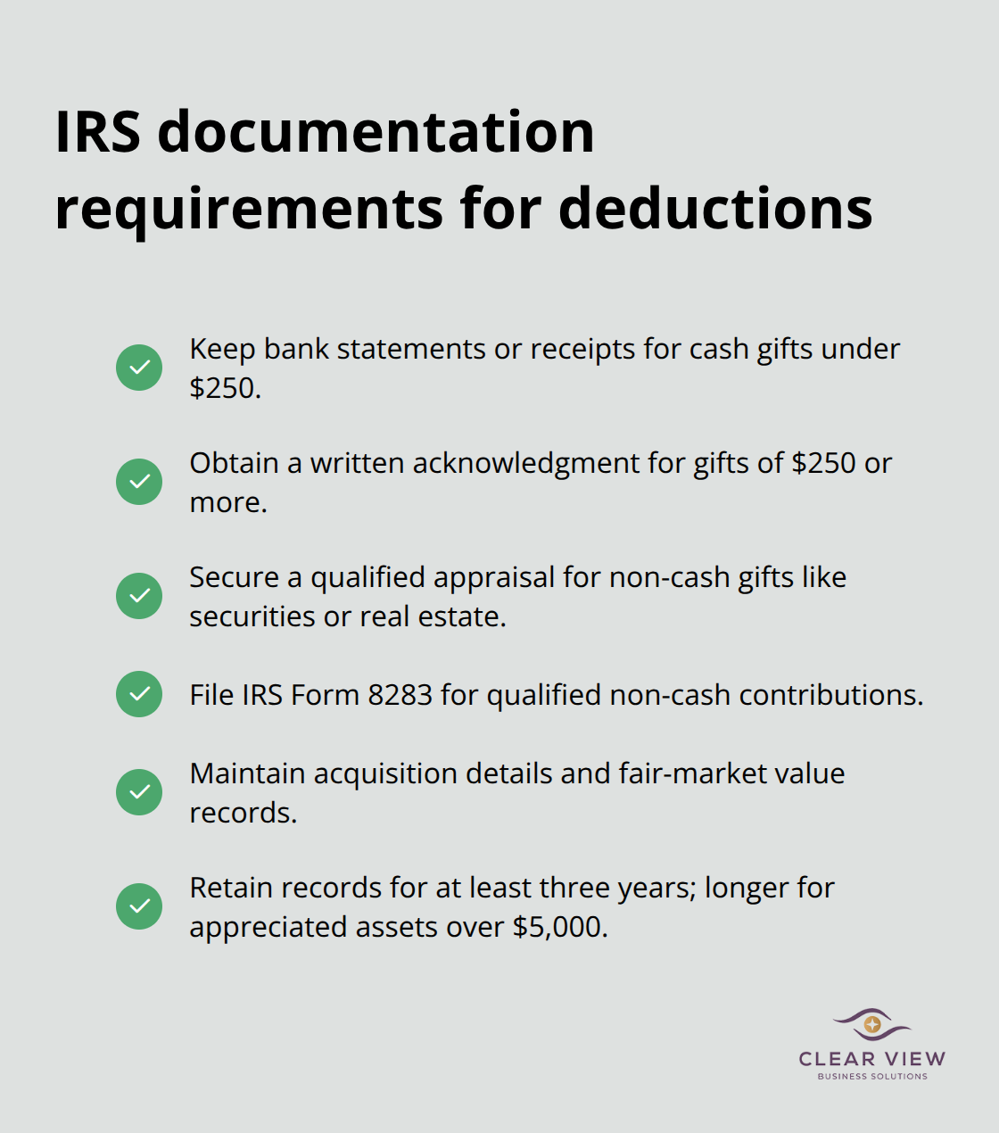 Documentation and recordkeeping needed to substantiate charitable deductions in the U.S. - charitable giving tax