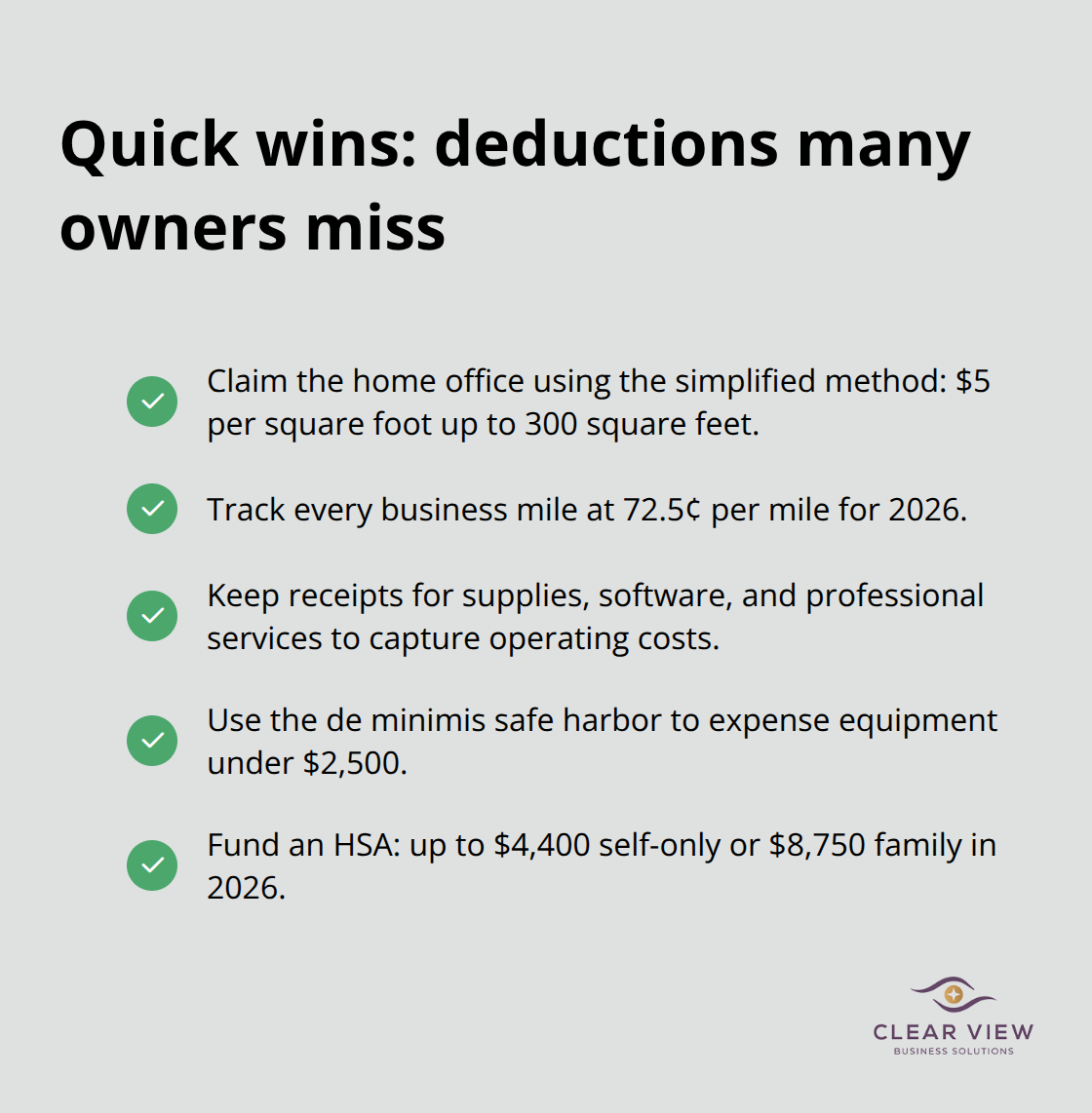 Checklist of overlooked small-business tax deductions and limits for U.S. owners - tax minimization