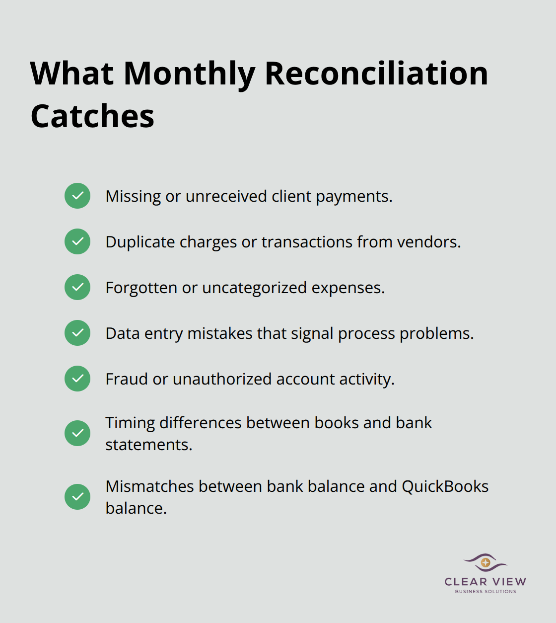 Checklist of issues monthly bank reconciliation can catch in QuickBooks for U.S. small businesses - QuickBooks training for beginners