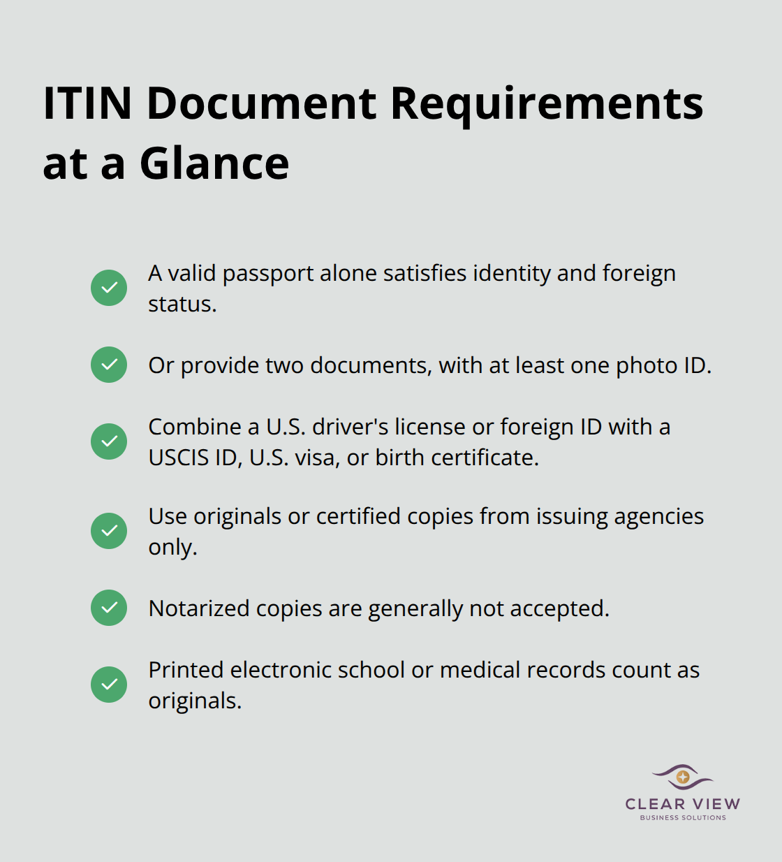 Essential document rules for a successful ITIN submission
