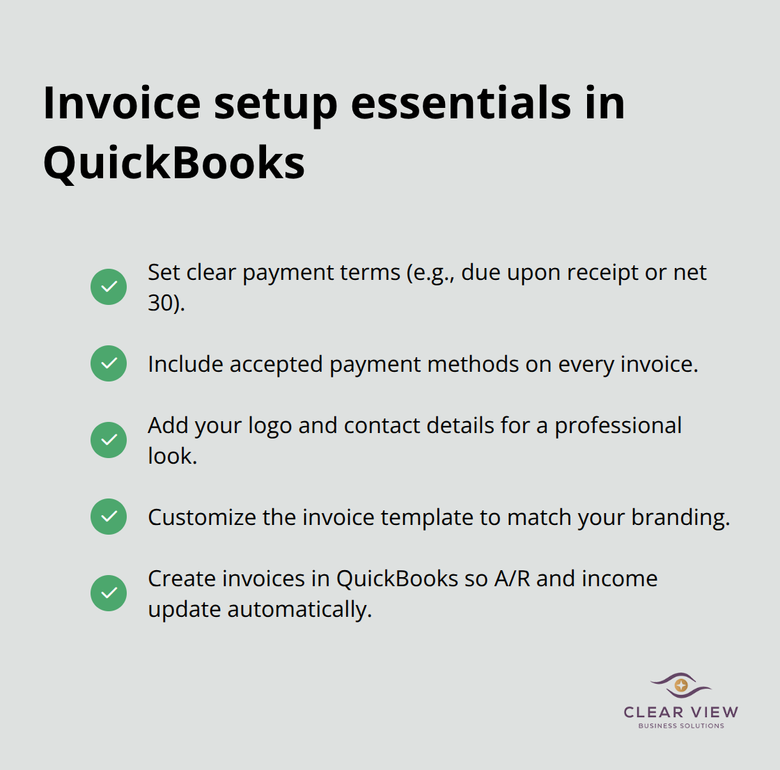 Checklist of key steps to build professional, on-brand invoices in QuickBooks - Beginner QuickBooks training