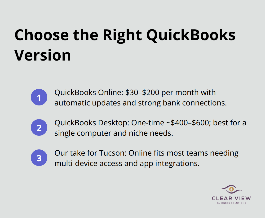 Quick overview of QuickBooks Online vs. Desktop for Tucson businesses