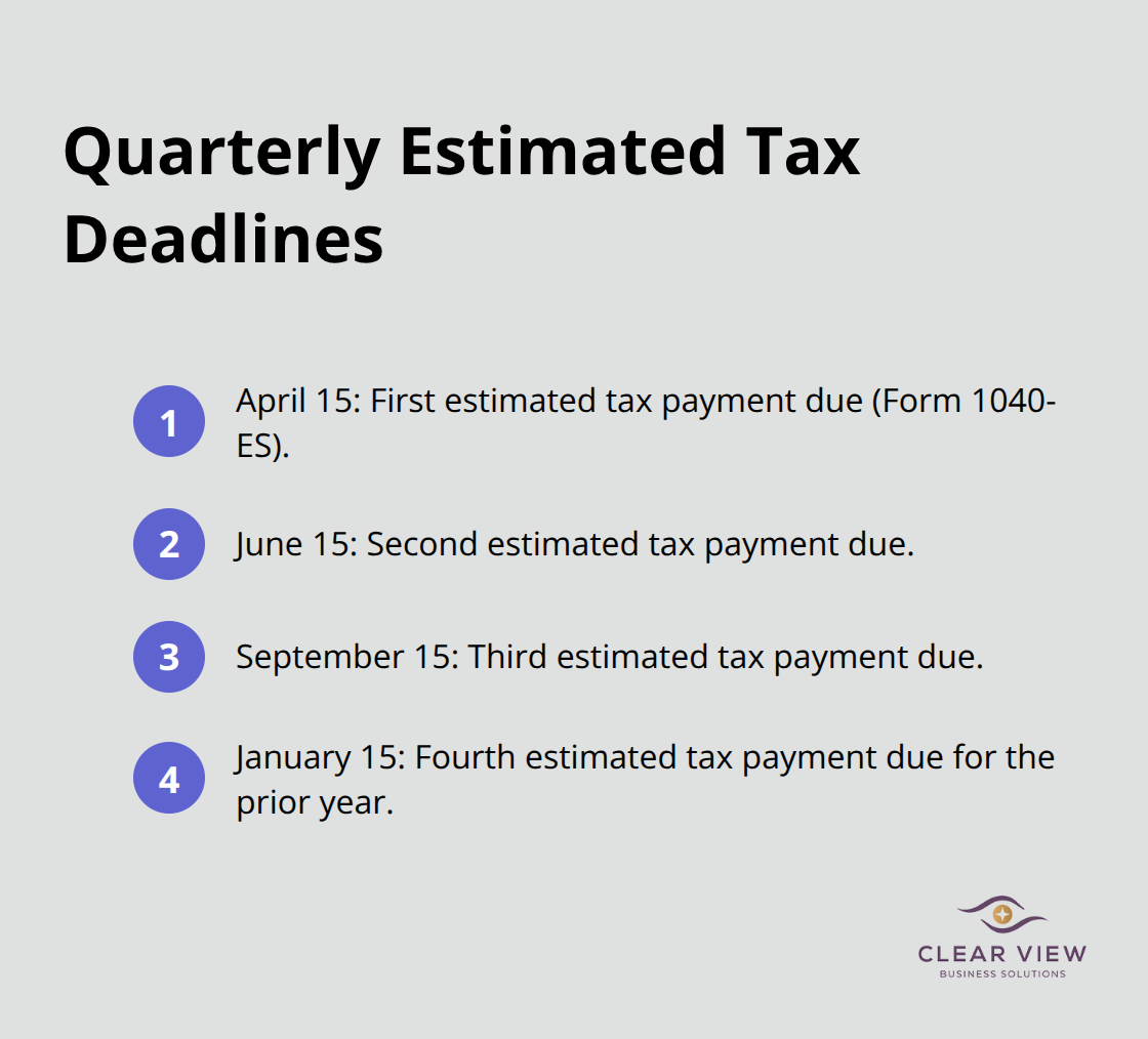 Ordered list of quarterly estimated tax due dates for federal filings